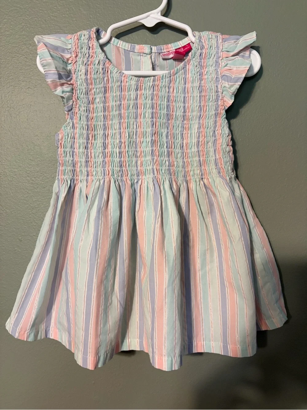 Girls 5 Striped Smocked Top